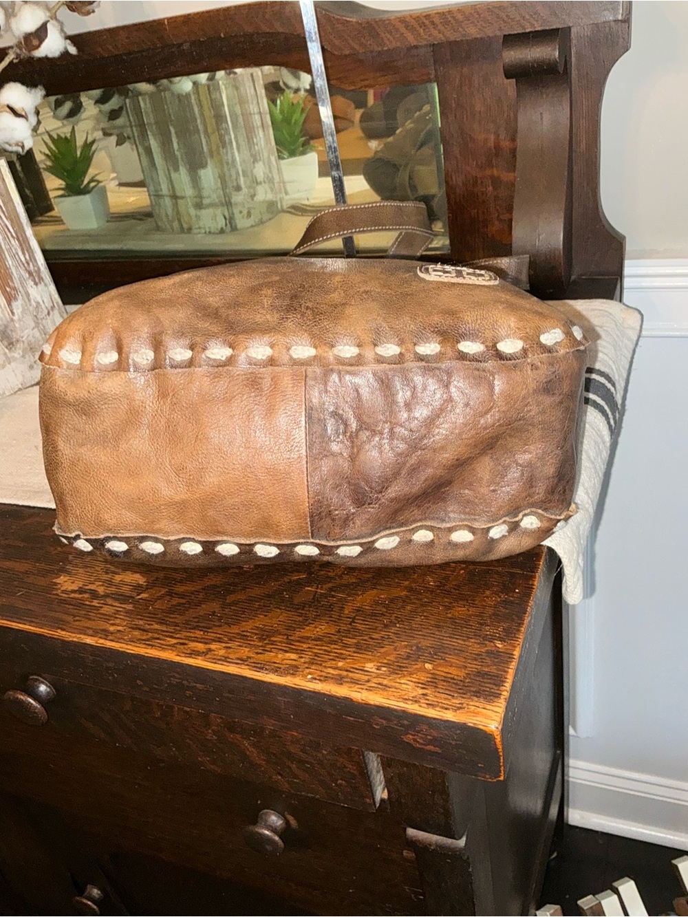Bed Stu Leather Stevie Tote Shoulder Bag Brown Teak Rustic Retail $275 - Picture 7 of 13